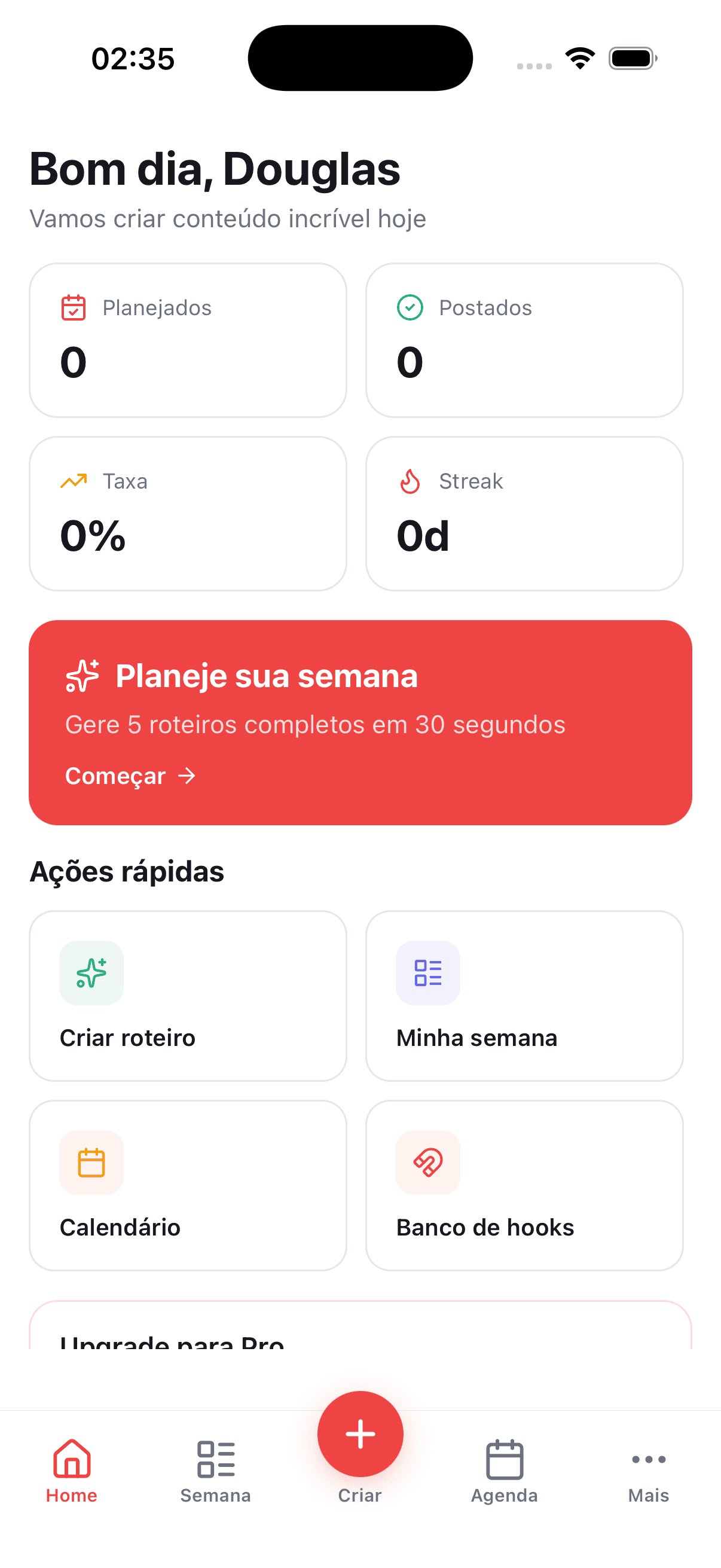 TakeViral - Tela principal do app